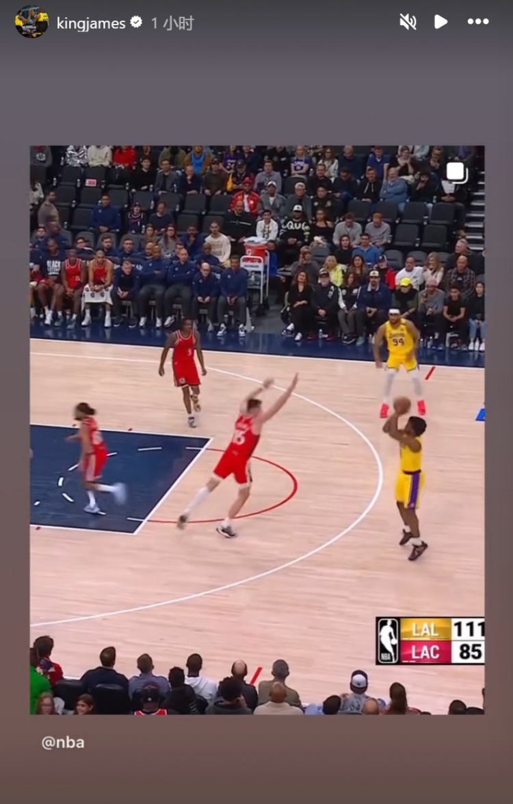  為你驕傲！布朗尼投進(jìn)NBA生涯首記三分球！詹姆斯賽后轉(zhuǎn)發(fā)