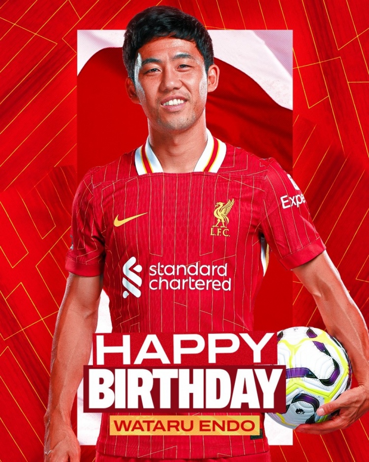  利物浦祝遠(yuǎn)藤航32歲生日快樂，球員加盟紅軍至今出戰(zhàn)62場比賽