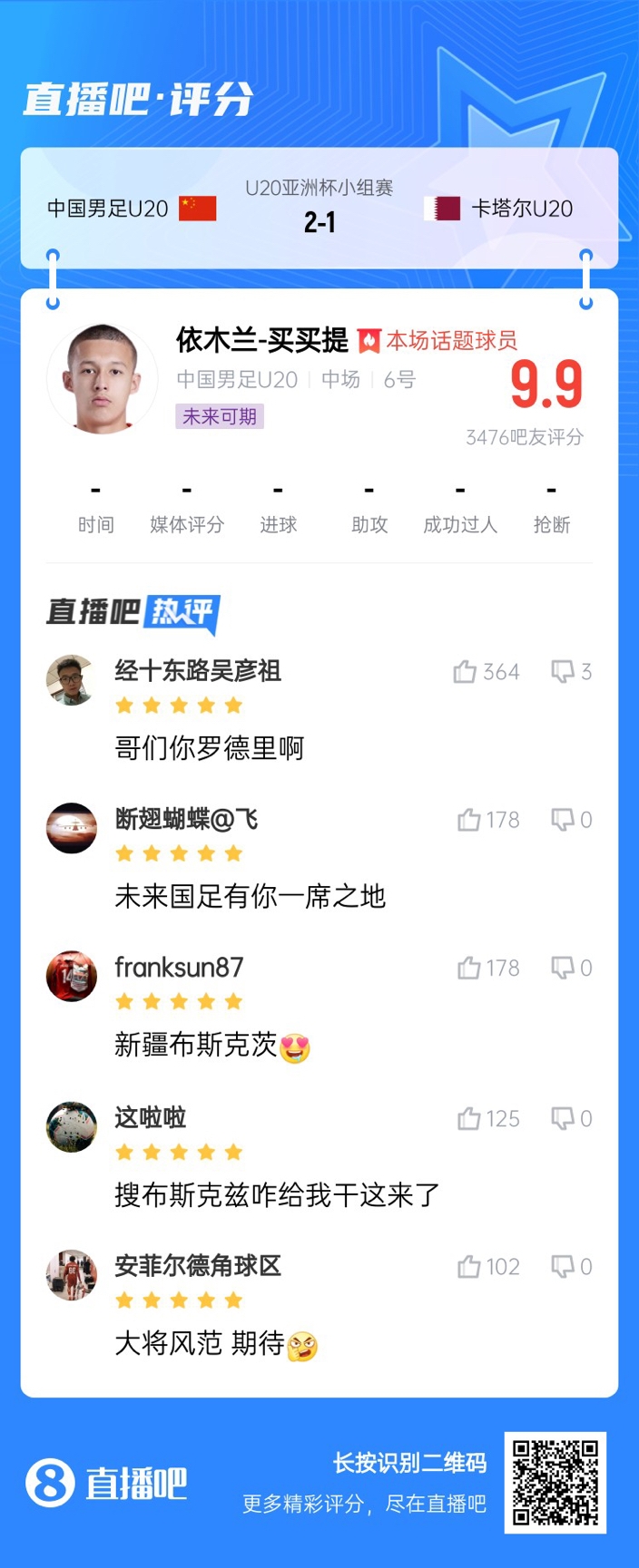  依木蘭+陳澤仕泰山中場連線！19歲依木蘭獲封：新疆布斯克茨！