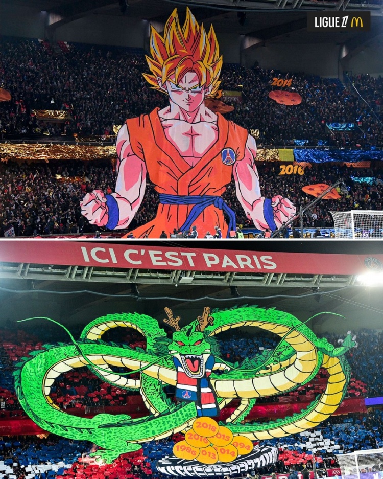  逝世一周年，法甲官推曬昔日巴黎主場龍珠TIFO：鳥山明經(jīng)典永存